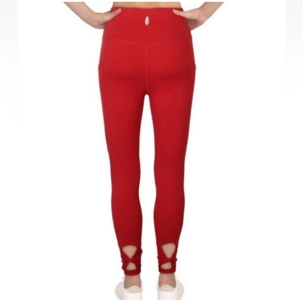 Free People Women High‎ Waist Red Athletic Sporty Yoga Workout Leggings XS Bold